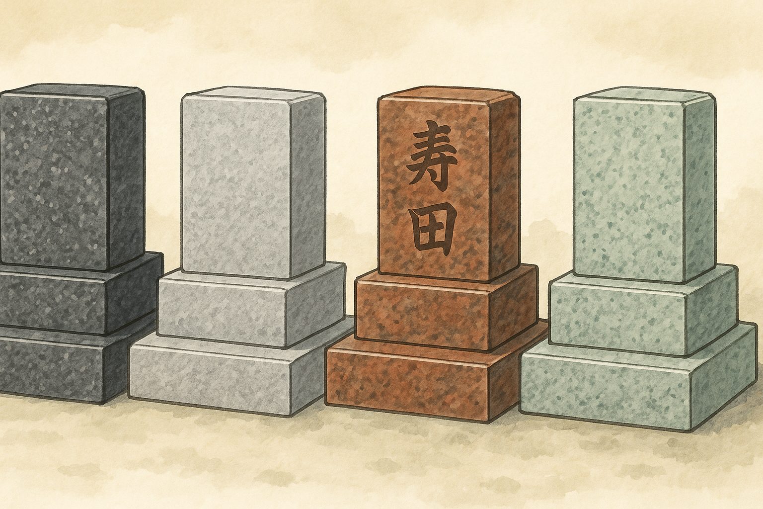 墓石の色とその意味・価格相場を解説をイメージしたイラスト