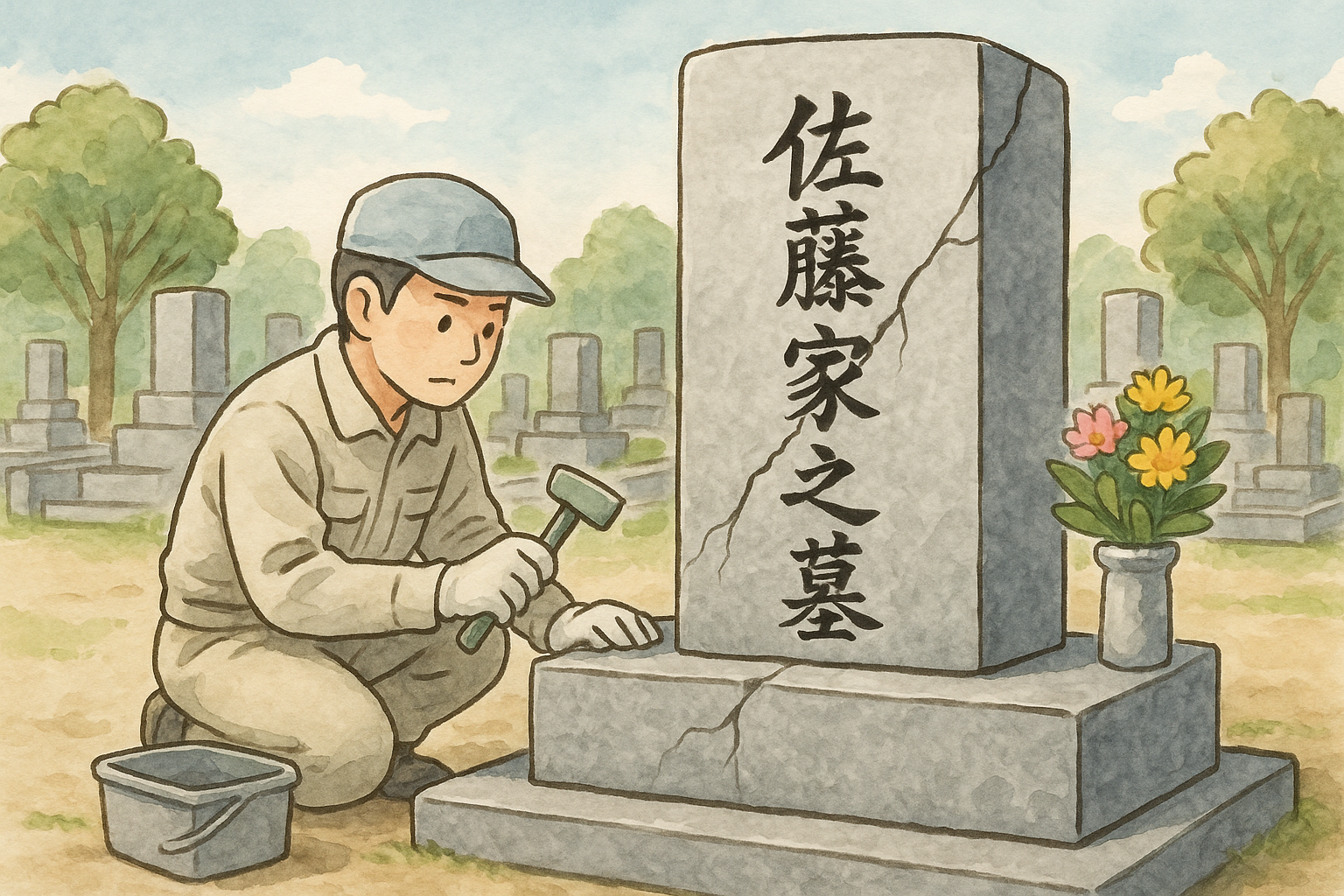 墓石修理イメージ図
