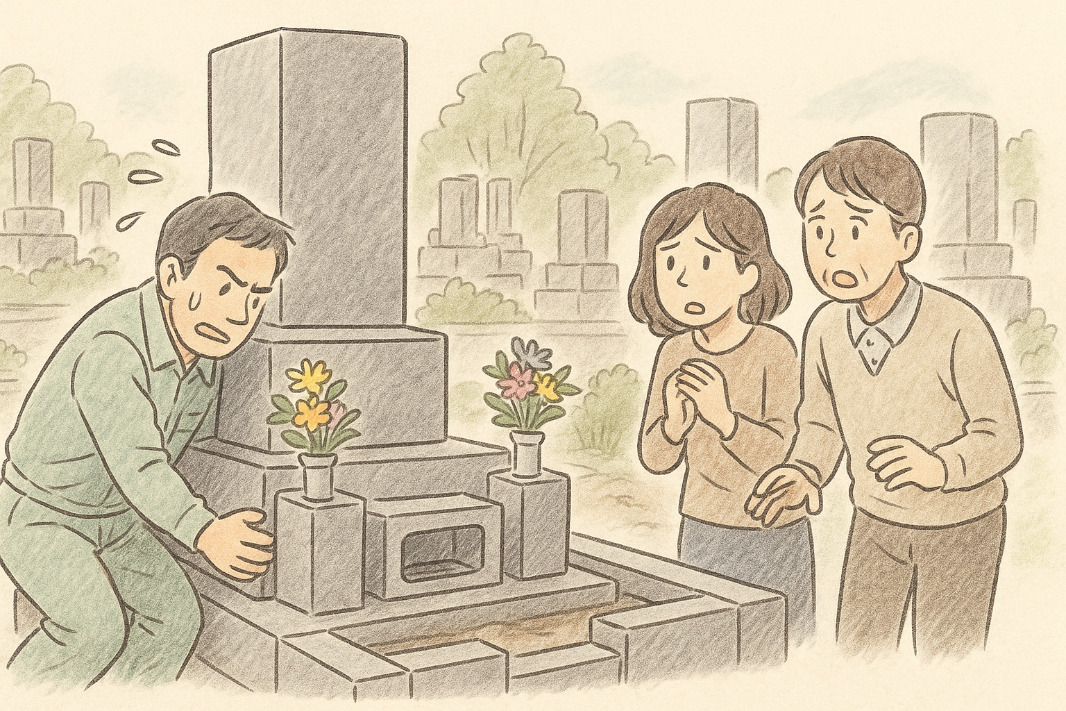 墓石を動かすイメージ図