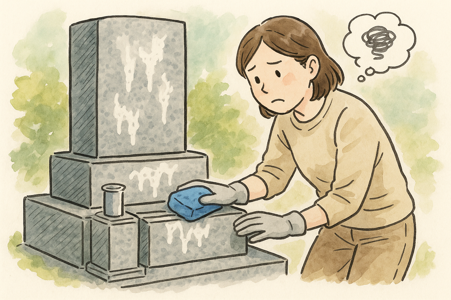 墓石水垢についてのイラスト画