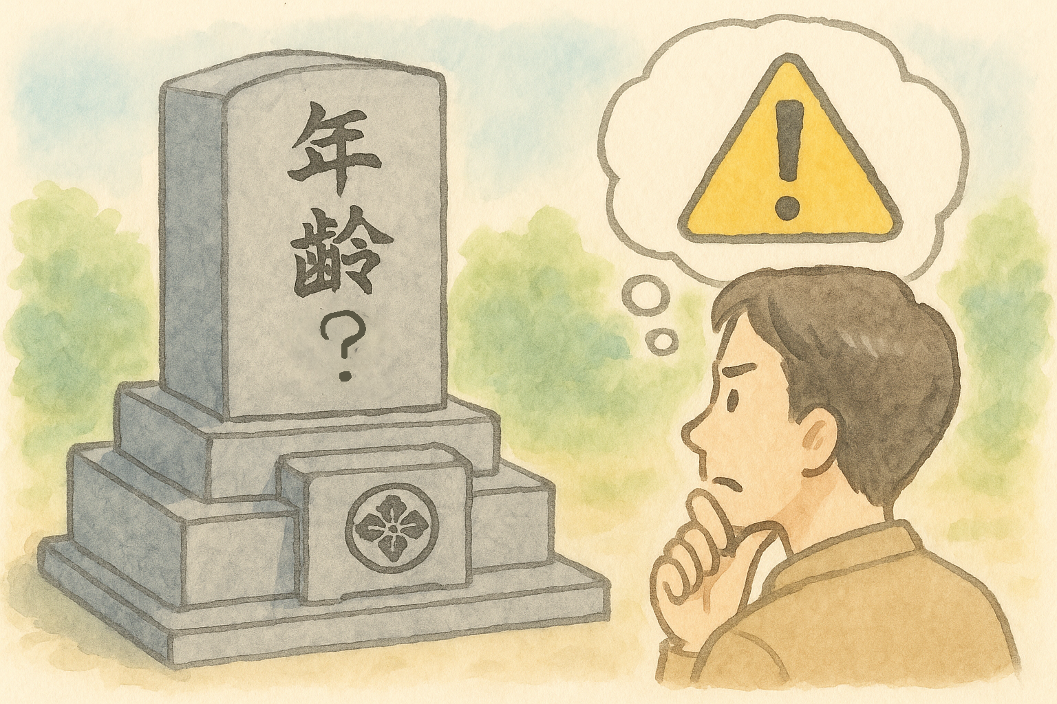 墓石に刻む年齢の間違いイメージ図