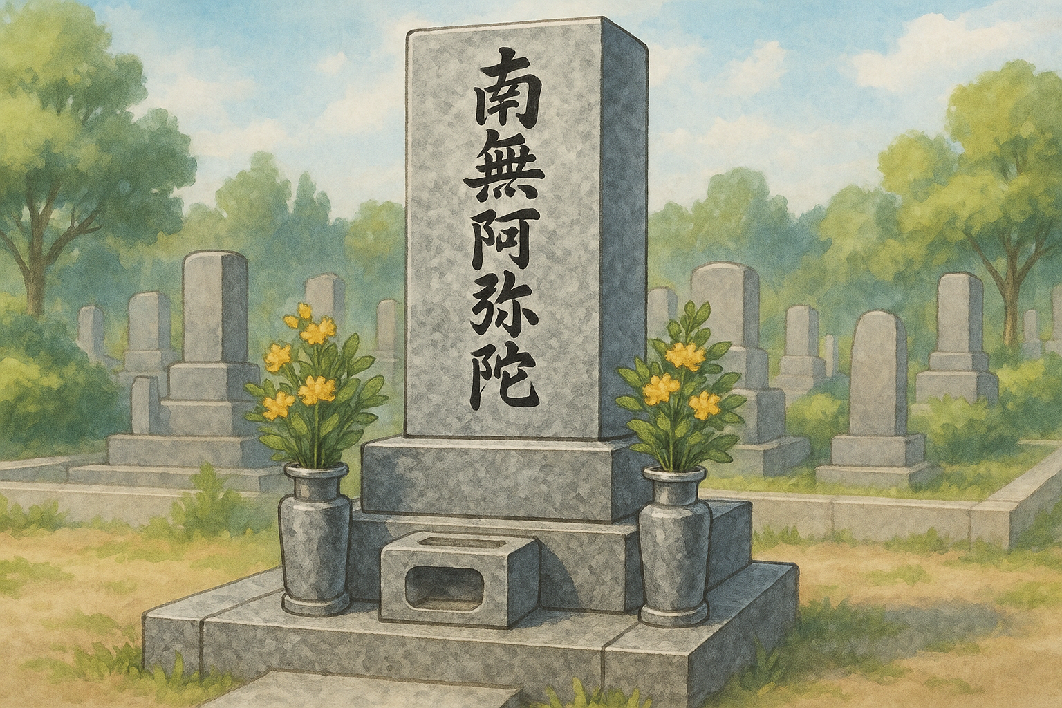 御影石の墓石のイラスト