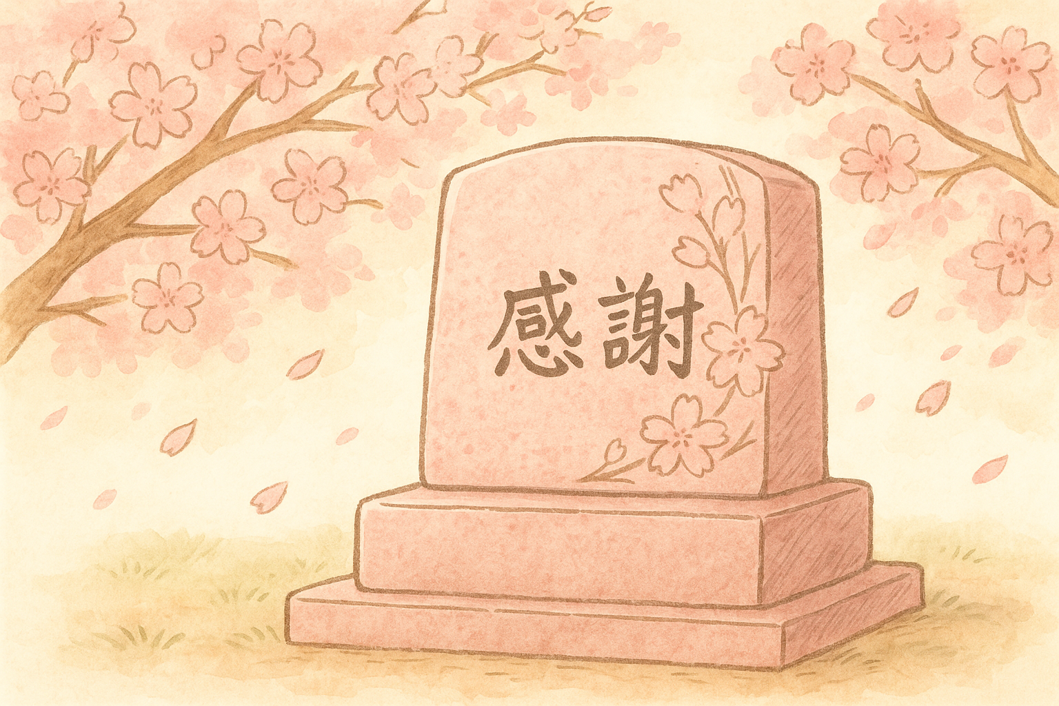 桜彫刻墓石