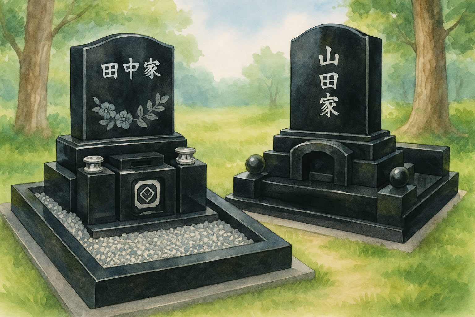 黒御影石の墓石イメージ図