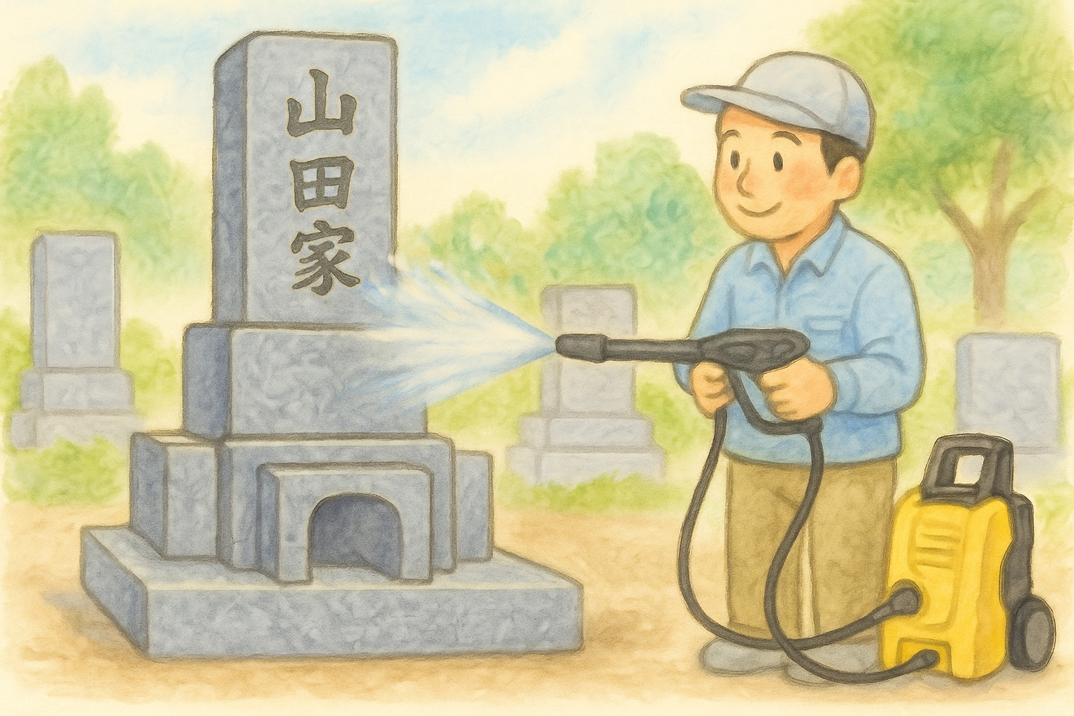 墓石清掃イメージイラスト